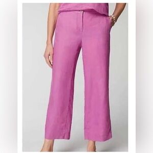 J. JILL LOVE LINEN Wild Orchid Lilac Wide Leg Cropped Pants Size Medium